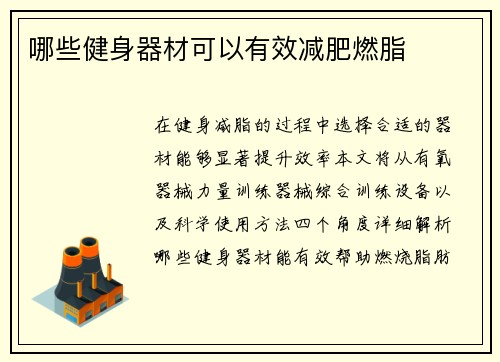 哪些健身器材可以有效减肥燃脂